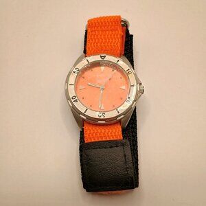 Orange and Black Walk MS Wristwatch with Velcro band and INDIGLO Dials